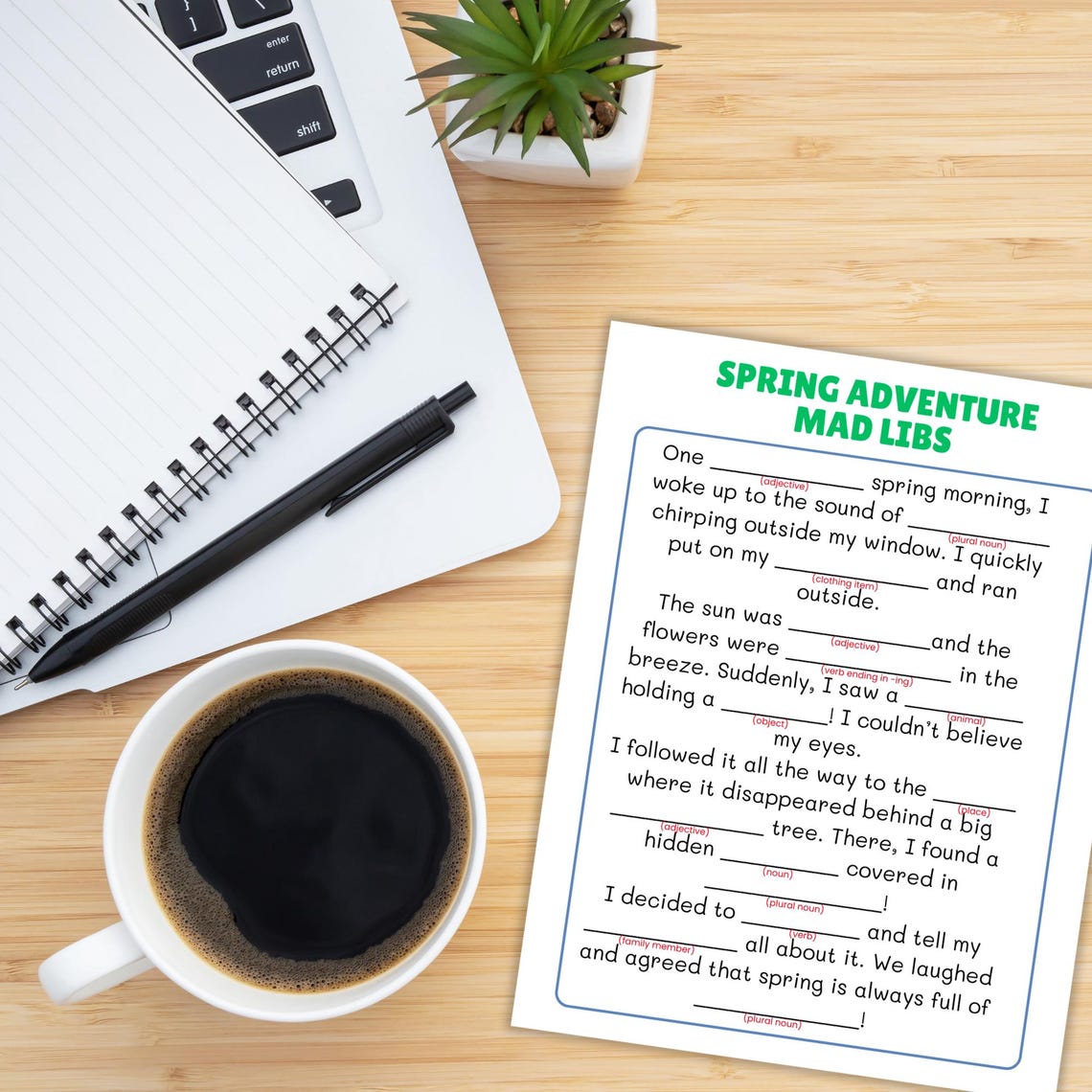 Spring Mad Libs Printable for Kids, Spring Adventure Worksheet, Fun ...