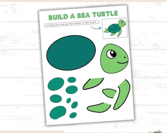 Build a Sea Turtle Printable Activity, Kids Craft Project, Educational Activity, Ocean Animal Printable, Homeschool Resource, Ocean Craft