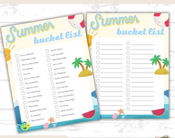 Summer Bucket List Printable, Family Activity, Vacation Checklist, Fun Summer Goals, Kids Summer Planner, Summer Fun Ideas, Instant Download