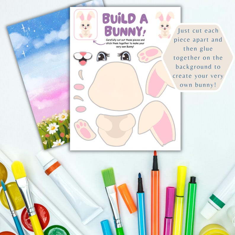 Build a Bunny Easter Craft Printable, Cut and Paste Activity for ...