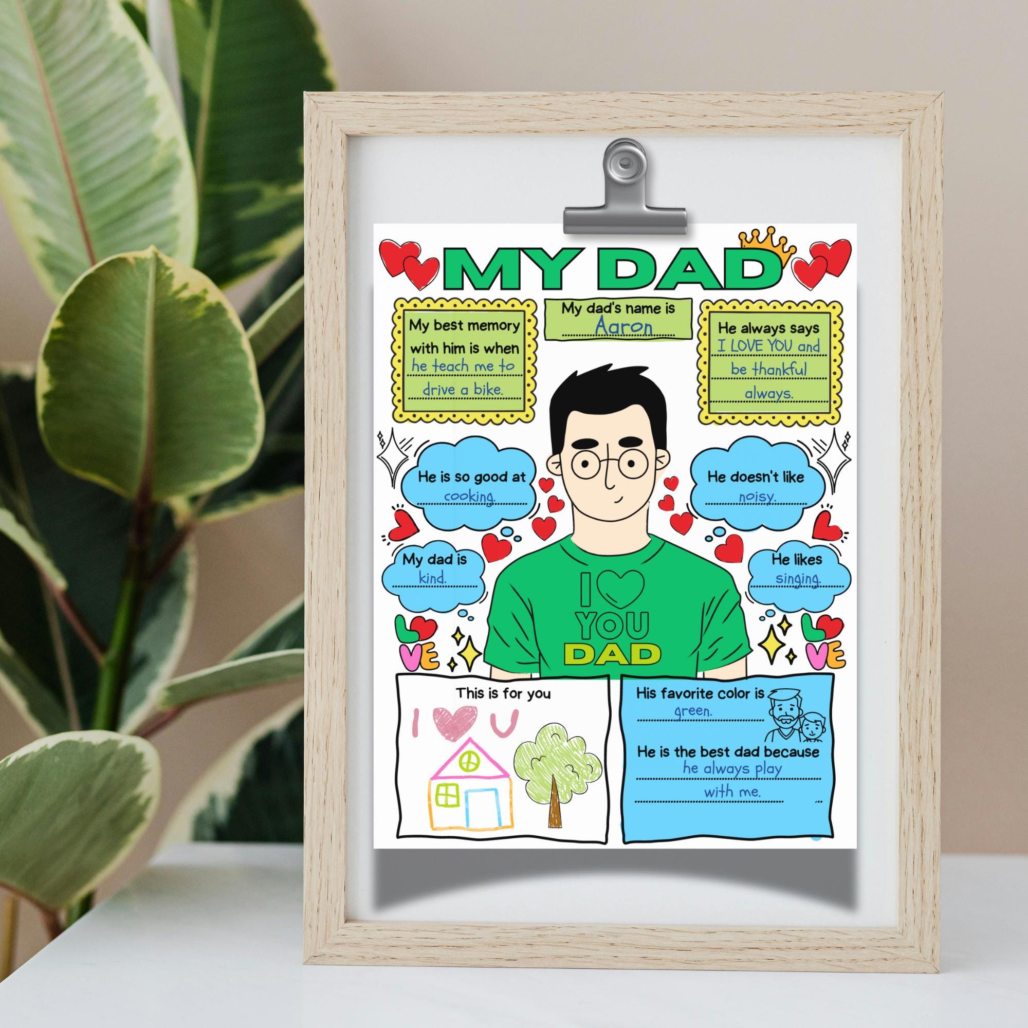 All About My Dad Printable Coloring Sheet, Father's Day Printable, Fill ...