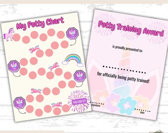 Unicorn Potty Training Chart, Award Printable, Potty Training Tool, Reward Chart, Bathroom Decor, Fun Toddler Learning, Motivation for Kids