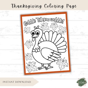 感謝祭の七面鳥のぬり絵ページ（印刷可能）、子供向け感謝祭アクティビティ、ホリデーぬり絵シート、七面鳥の工作、細かい運動能力、楽しい工作