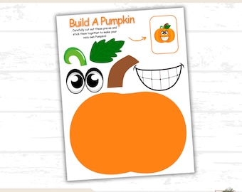 Kürbis basteln: Druckvorlage, Ausschneide- und Klebeübung für Kinder, Halloween-Bastelprojekt, Kürbis selber machen, Herbstaktivität, Feinmotoriktraining
