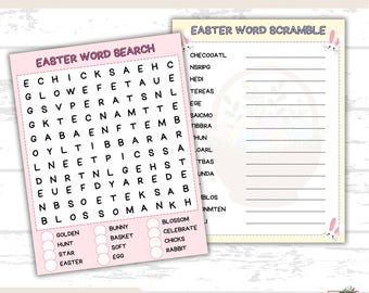 Easter Activity Sheets for Kids, Easter Word Search, Easter Word Scramble, Fun Easter Activity for Kids, Educational Easter Printable
