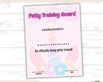 Printable Unicorn Potty Training Certificate, Award Certificate, Potty Training Reward, Digital Download, Kids Achievement