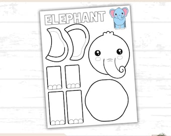 Elephant Cut and Paste Printable for Kids, Kids Activity, DIY Craft, Animal Theme, Educational Fun, Homeschool Coloring, Fine Motor Skills