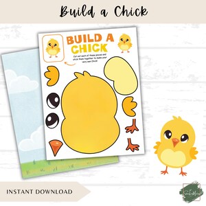 Build a Chick Craft Printable, Easter Cut and Paste Activity for Kids, Preschool Spring Classroom Craft, Digital PDF Download, Chick Craft