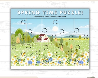 Printable Springtime Jigsaw Puzzle For Kids, Children's Puzzle Game, Educational Activity, Fun Learning, Spring Jigsaw Puzzle Printable