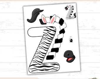 Cut and Paste Zebra Activity, Build A Zebra Printable, Kids Crafting Game, Educational Fun, Learning Craft, Cutting Practice, Fine Motor