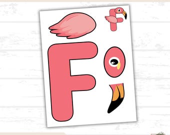 Build a Flamingo Craft Printable, Cut and Paste Activity, Flamingo Printable, Kids Craft, DIY Flamingo, Art Project, Homeschool Activity