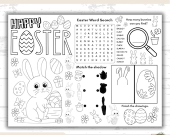 Easter Activity Placemat, Easter Activities for Kids, Easter Coloring Sheet, Easter Party, Instant Download, Holiday Theme, Printable PDF