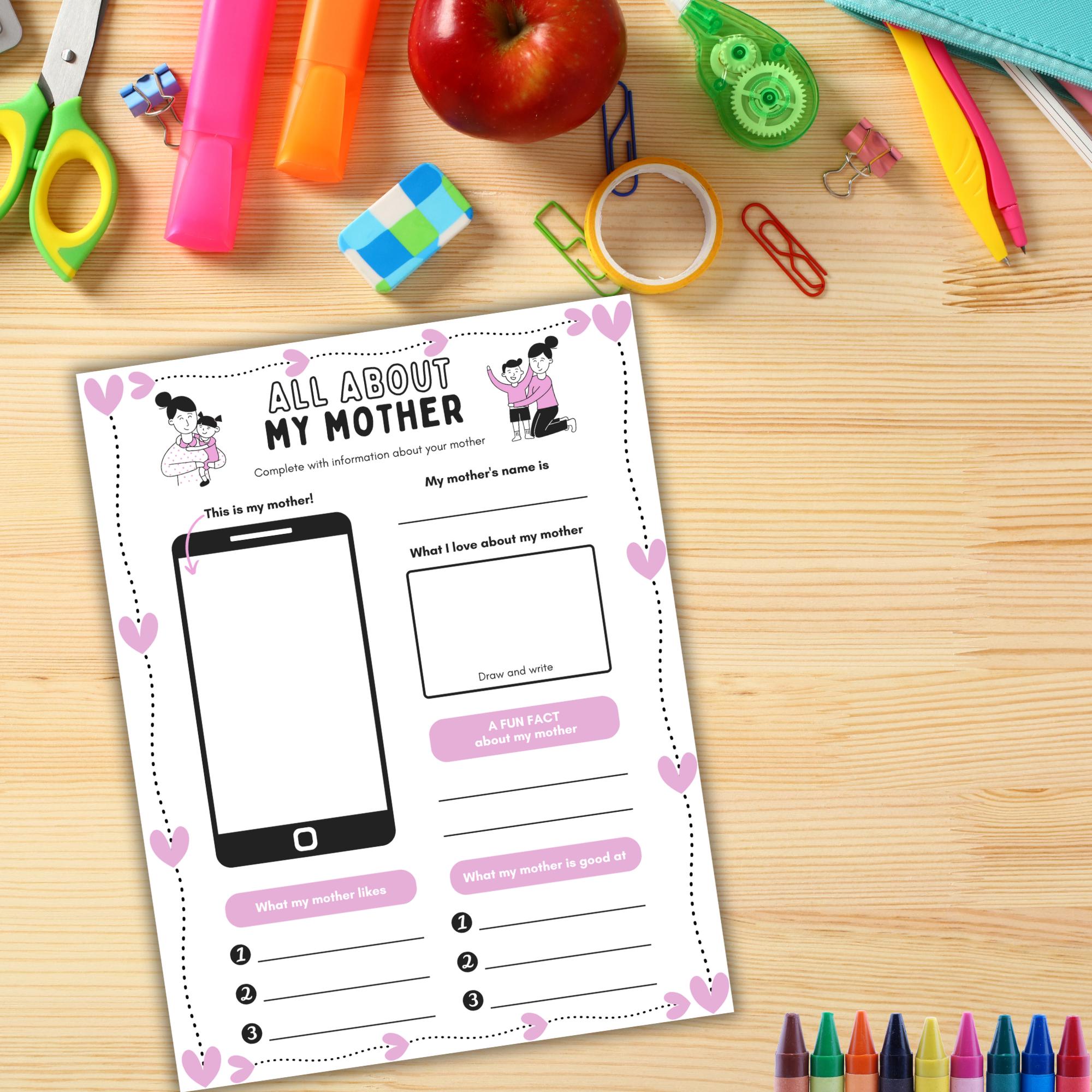 All About My Mom Printable, Fillable Mom Questionnaire, Mother's Day ...