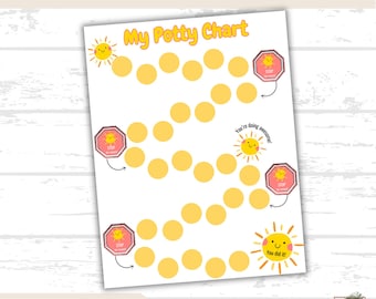 Sunshine Potty Training Chart Printable, Reward Chart, Kids Potty Chart, Bathroom Chart, Toilet Training, Toddler Motivation, Sticker Chart