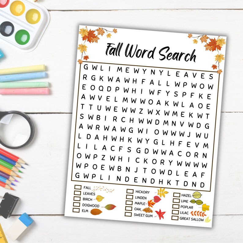Fall Word Search Printable, Autumn Puzzle Game, Kids Activity ...