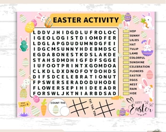 Easter Word Search, Spring Word Search, Preschool Learning, Homeschool Word Search, Children's Word Puzzle, Printable Game, Holiday Fun