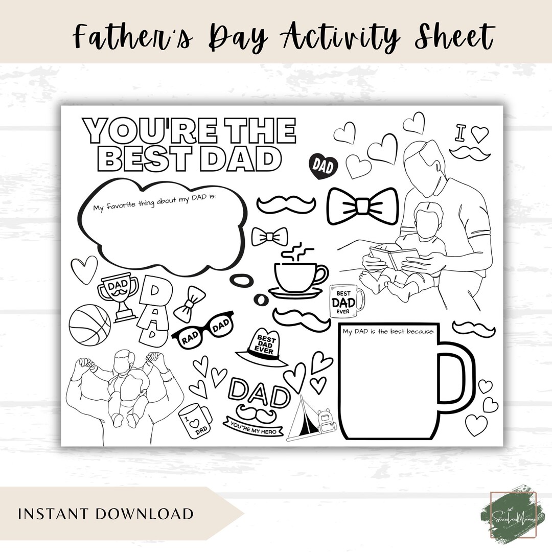Best Dad Coloring Page Printable, Father's Day Gift, Dad Appreciation ...