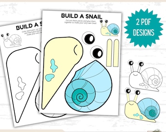 Snail Craft Printable PDF, Spring Preschool Activity, Cut and Paste Kids Craft, Fine Motor Skills Worksheet, Daycare Classroom Coloring Fun