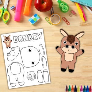 Donkey Craft Worksheet for Kids, Cut and Paste Activity, Printable ...