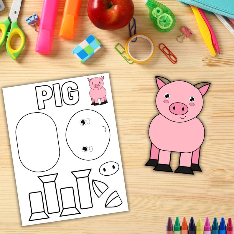 Build a Pig Printable, Cut and Paste Activity, Homeschool Fun, Animal ...