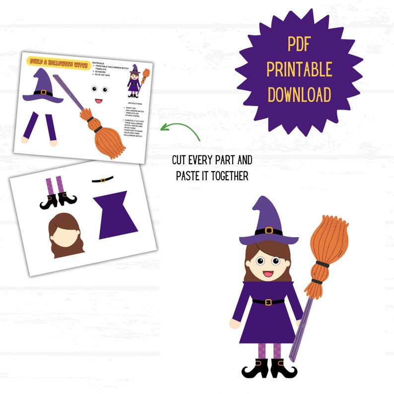 Build a Witch Craft Printable for Kids, Halloween Activity, Witch Kit ...