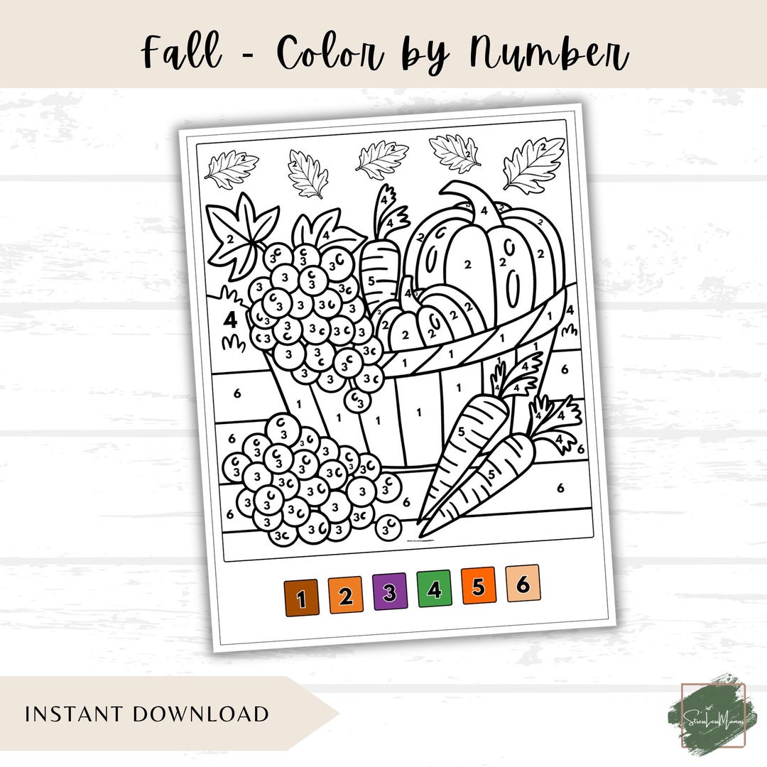 Autumn Color by Number Printable, Kids Activity, Fall Activity Sheet ...