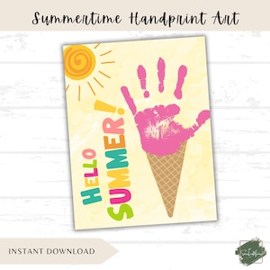 Ice Cream Handprint Activity, Kids Craft Printable, Art Project, Summer Activity, Ice Cream Template, DIY Craft, Summer Fun, Handprint Art