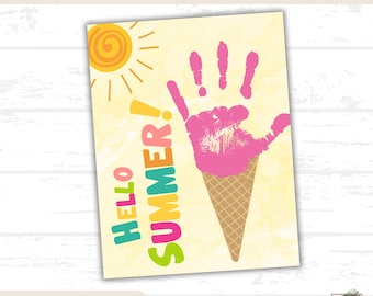 Ice Cream Handprint Activity, Kids Craft Printable, Art Project, Summer Activity, Ice Cream Template, DIY Craft, Summer Fun, Handprint Art