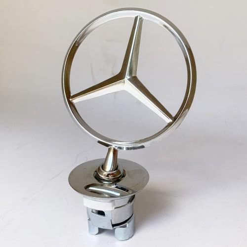 fit for Mercedes-Benz Hood Emblem Badge - 44mm Mercedes Logo for C, E, S Class W204 W211 W212 W221 | Chrome Metal Star Emblem for Car Hood
