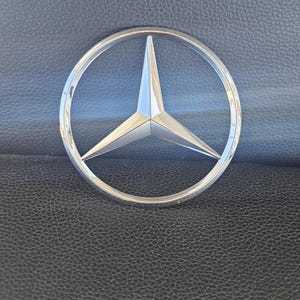 May include: A silver Mercedes-Benz logo with a three-pointed star in the center.