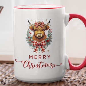 Highland Cow Christmas Mug (15oz)