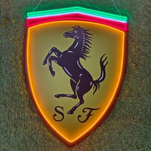 Ferrari Ultra High Detail LED Sign Garage Decoration Box Parete Logo Personalizzato XXL