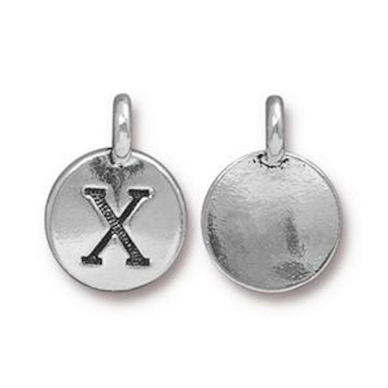 Width Height Antique Silver-Plated Pewter TierraCast Charm 16.6mm 11.6mm Letter X Made in the USA