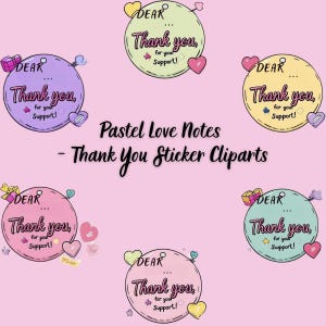 Caro ..... Grazie, set di adesivi clipart - Etichette pastello carine per piccole imprese - 20 per foglio A4 - Pacchetto PNG stampabile
