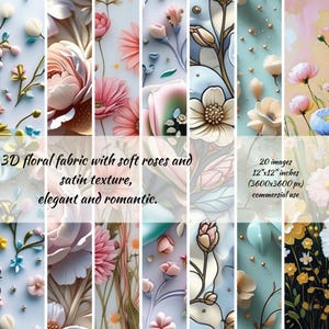 3D Floral Fabric Textures - 20 JPG Files for Digital and Textile Design