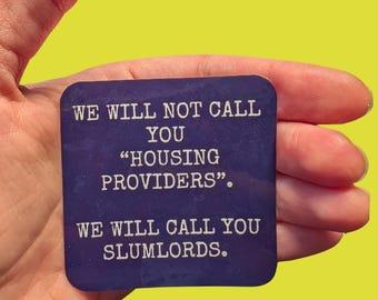 Slumlord Glossy Sticker: Protest Housing Injustice