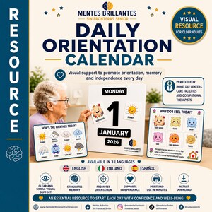 Daily Orientation Calendar for Seniors | Dementia & Alzheimer Printable PDF| Weather, Emotions Date Tracker | Occupational Therapy Resource