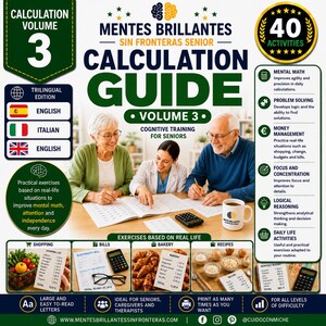 Calculation Guide Vol. 3 | 40 Mental Math Activities for Seniors | Dementia Workbook | Printable PDF | Occupational Therapy