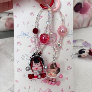 SKULLPANDA Keychain Phone Charm Bag Charm popmart mini skullpanda figure handmade gift beaded strap