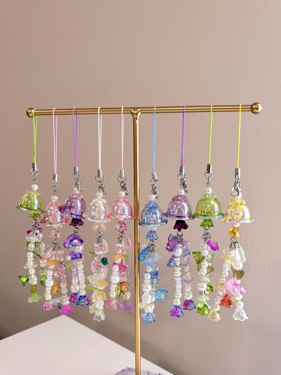 Jellyfish Phone Charms, Bag Charms, Keychain Strap Handmade Gift Bead Accessories Fairycore Kawaii Sea Pearls Jelly fish phonecharm