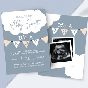 Editable Boy Baby Shower Invitation Blue Baby Shower Invitation Its A Boy Baby Shower Invitation Editable Instant Download Baby Shower Boy