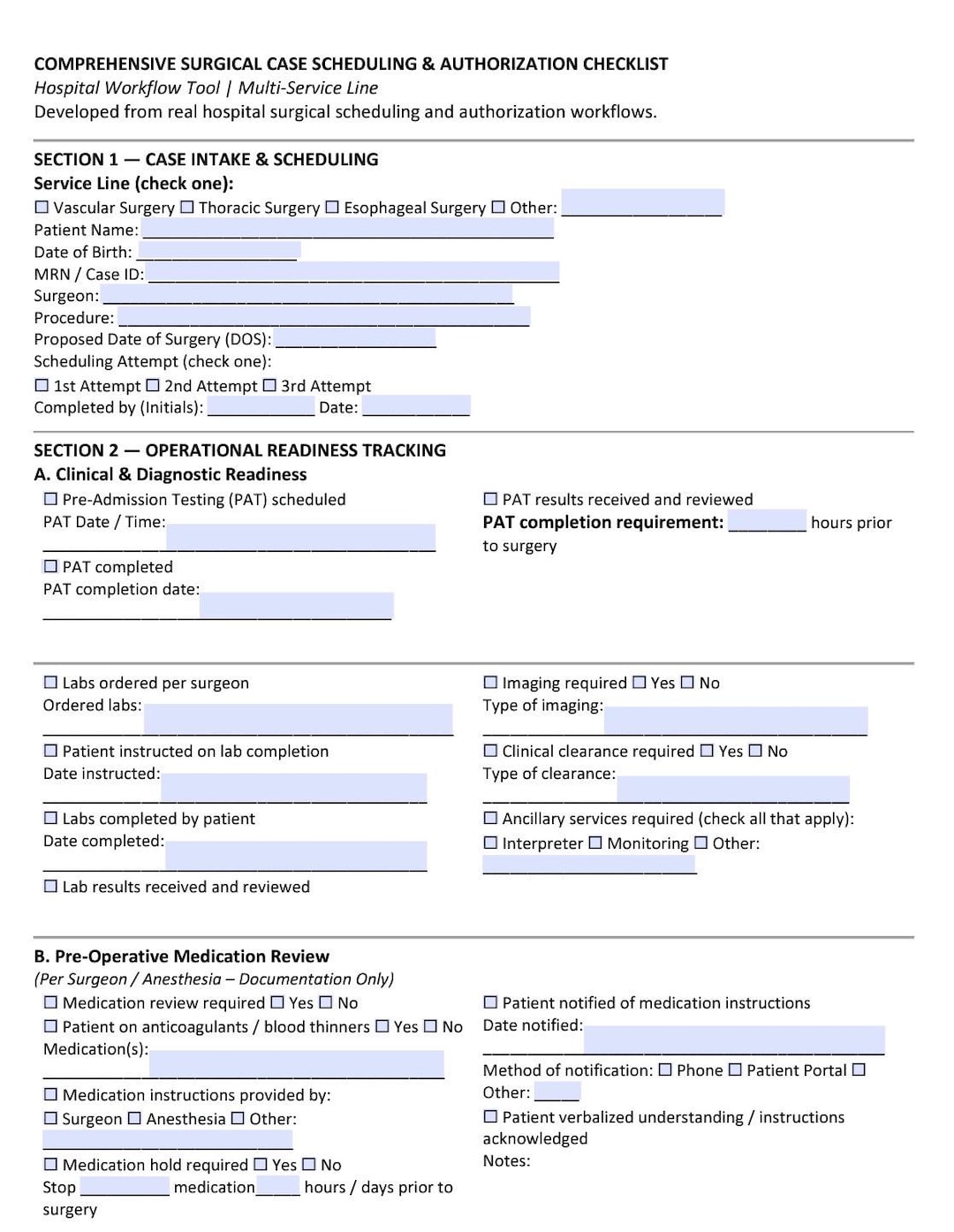 Surgery Scheduler Checklist.pdf Pre-surgical Scheduling Checklist PDF | Outpatient Surgery Coordination ...