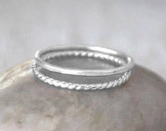 Skinny Silver Stacking Rings - Sterling Silver Stack Rings - Handcrafted  Silver Rings - Silver Ring Stack Set