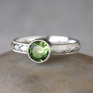 Peridot Ring in Sterling Silver Handcrafted Artisan Silver Ring Sterling Silver Peridot Gemstone Ring August Birthstone Ring image 1