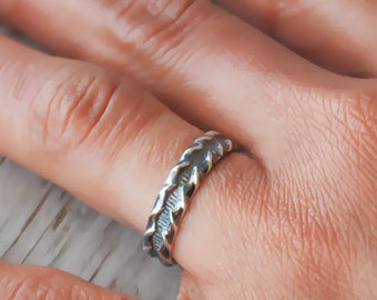 Sterling Silver Band -  Sterling Silver Wedding Band - Handforged Silver Ring - Silver Ring - Wedding Band