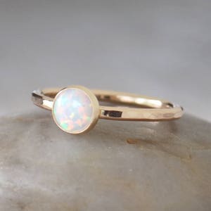 Gold Opal Ring in 14k Gold-Filled - Opal Stacking Ring - Handcrafted Artisan Ring - October Birthstone