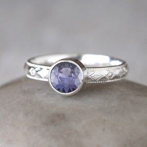 Alexandrite Ring in Sterling Silver - Handcrafted Sterling Silver Alexandrite Ring -  Alexandrite stacking Ring - June Birthstone Ring