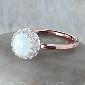 Rose Gold Opal Ring in 14k Rose Gold-Filled - Opal Stacking Ring - Handcrafted Artisan Rose Gold Ring - Gift for Her