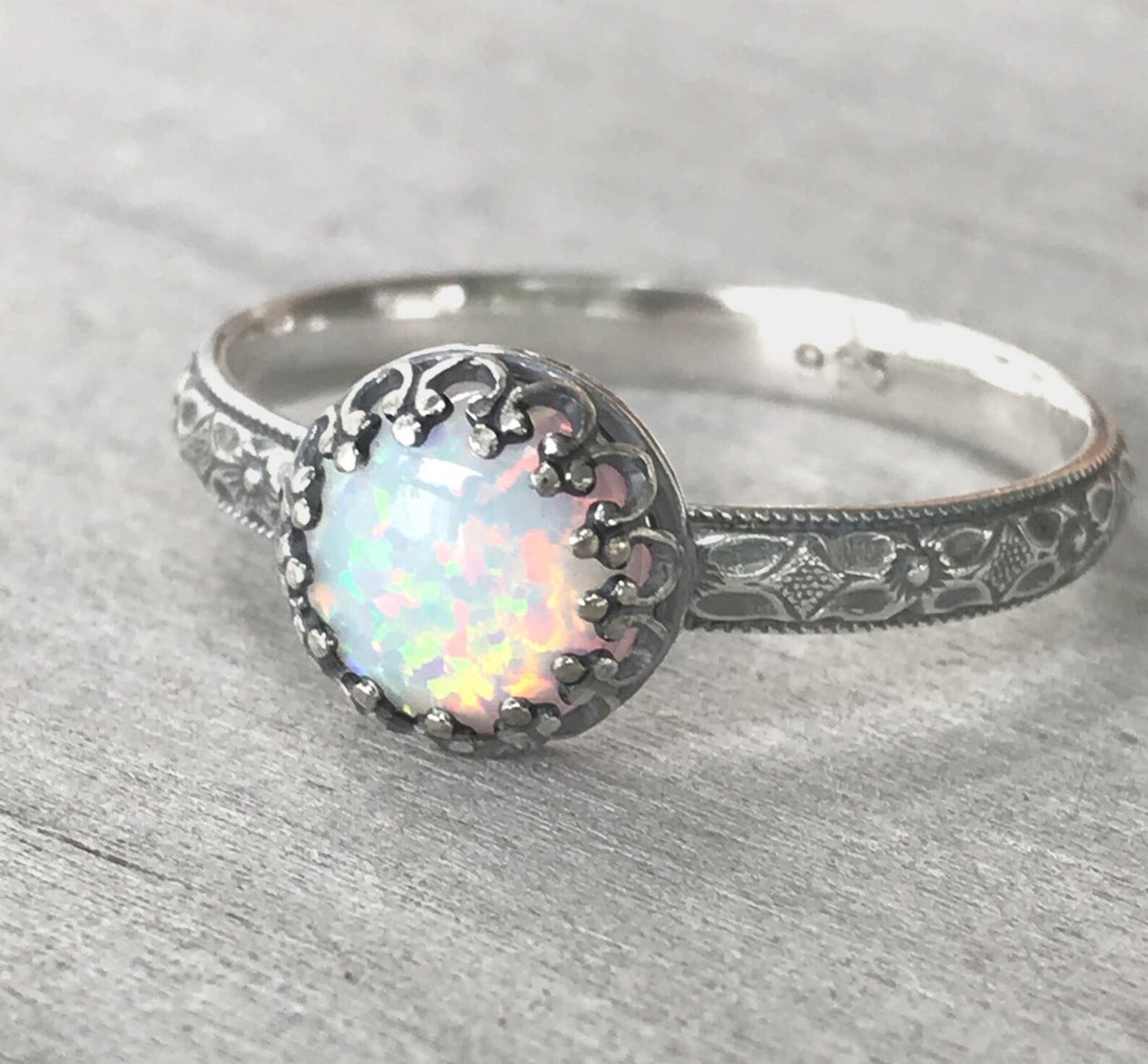 Opal Ring Sterling Silver Handcrafted Artisan Silver Ring Etsy
