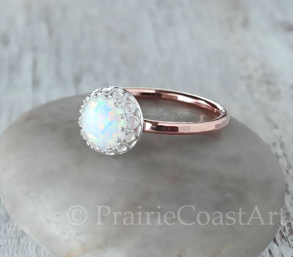 Rose Gold Opal Ring in 14k Rose Gold-filled Opal Stacking Ring